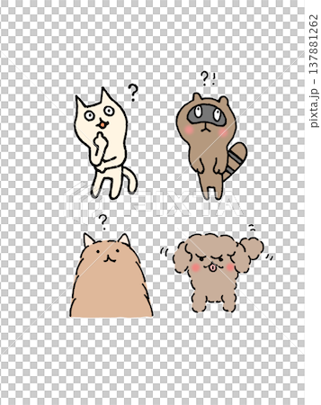 一組可愛的動物插圖,它們似乎在思考什麼。 一組可愛的動物插圖,它們似乎在思考什麼。 137881262