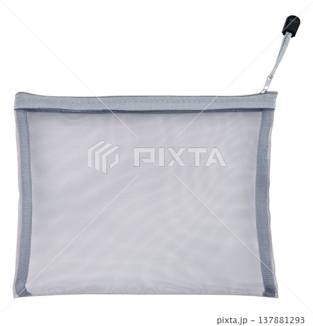 Gray cosmetic bag isolated on white background 137881293