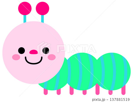 Cute Caterpillar Character with Smiling Face for Spring Garden Nature 137881519