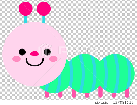 Cute Caterpillar Character with Smiling Face for Spring Garden Nature Cute Caterpillar Character with Smiling Face for Spring Garden Nature 137881519