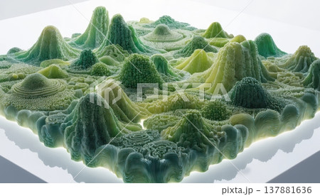 Abstract organic landscape with intricate green and yellow textures 137881636
