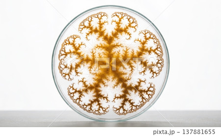 Intricate fractal growth pattern of a microbial colony in a petri dish 137881655