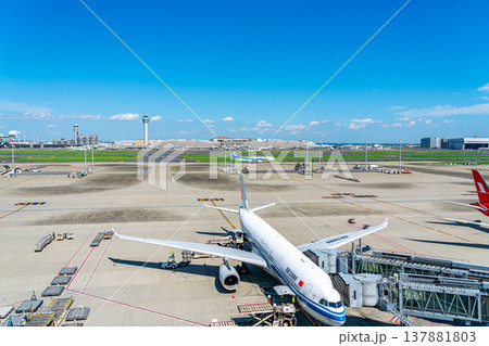 【東京都】羽田空港の第三ターミナルで整備中の飛行機 【東京都】羽田空港の第三ターミナルで整備中の飛行機 137881803