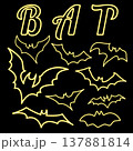 Yellow Bat Neon. Yellow Bat Icon Line Neon. Yellow Bat Neon Signboard Icon. Yellow Bat Neon Icon. Halloween Neon Yellow Bat Outline Icon Isolated on Black Background. Vector illustration. Elements for 137881814