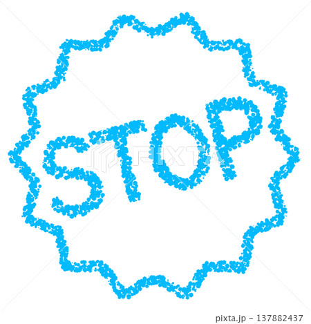 クレヨン素材　手描きのスタンプ風文字　STOP 137882437