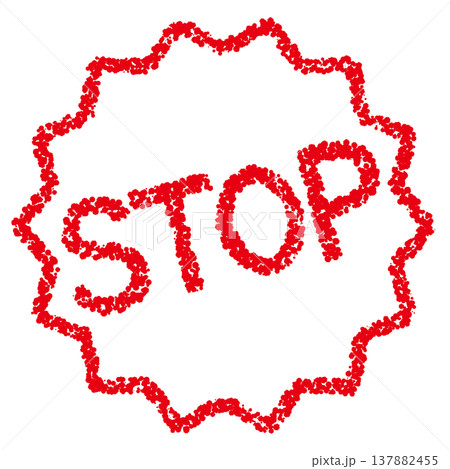 クレヨン素材 手描きのスタンプ風文字 STOP クレヨン素材 手描きのスタンプ風文字 STOP 137882455
