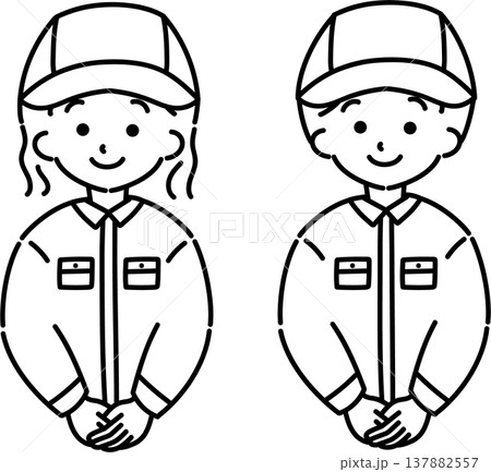 作業着を着た人(線画) 作業着を着た人(線画) 137882557