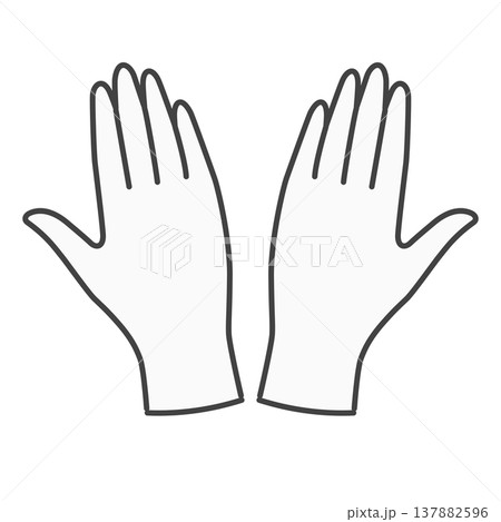 両手を広げた医療用使い捨てグローブ 白 シンプル 両手を広げた医療用使い捨てグローブ 白 シンプル 137882596