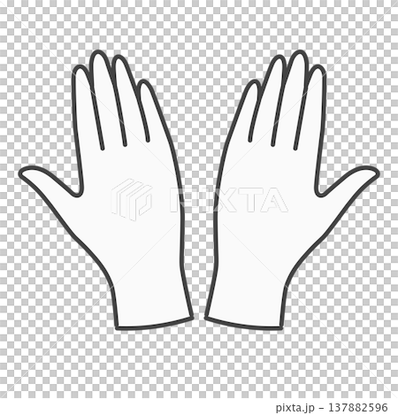 白色一次性醫用手套,雙臂伸展,設計簡潔。 白色一次性醫用手套,雙臂伸展,設計簡潔。 137882596