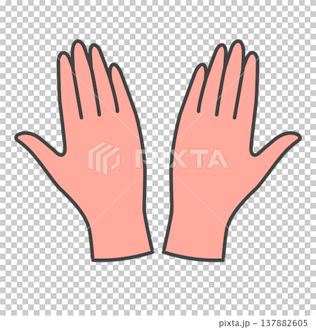 設計簡潔,雙臂伸展,粉紅色一次性醫用手套。 設計簡潔,雙臂伸展,粉紅色一次性醫用手套。 137882605