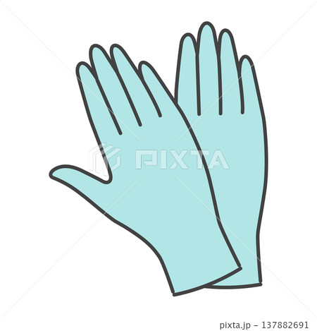 準備された医療用使い捨てグローブ 両手セット 水色 準備された医療用使い捨てグローブ 両手セット 水色 137882691