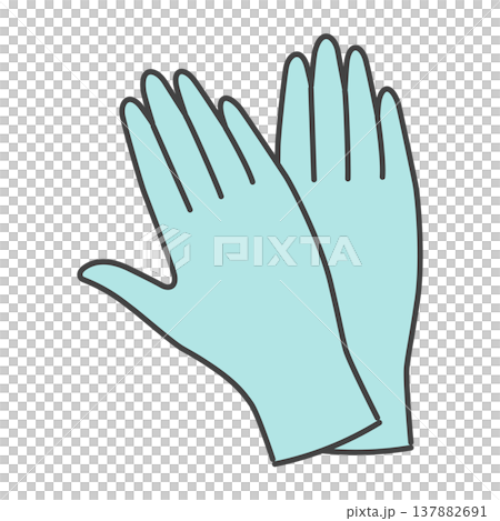 準備された医療用使い捨てグローブ 両手セット 水色 準備された医療用使い捨てグローブ 両手セット 水色 137882691