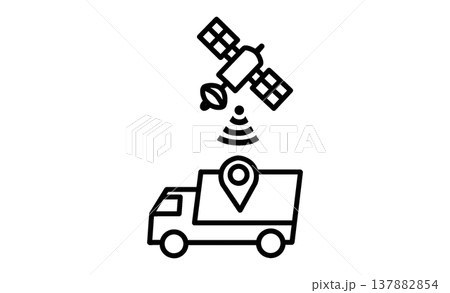 衛星測位システムを活用した次世代物流管理のコンセプトイラスト 衛星測位システムを活用した次世代物流管理のコンセプトイラスト 137882854