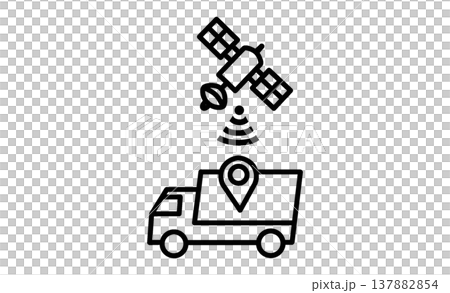 衛星測位システムを活用した次世代物流管理のコンセプトイラスト 衛星測位システムを活用した次世代物流管理のコンセプトイラスト 137882854