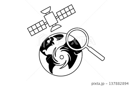 宇宙からの気象観測と台風モニタリングのイメージイラスト 宇宙からの気象観測と台風モニタリングのイメージイラスト 137882894