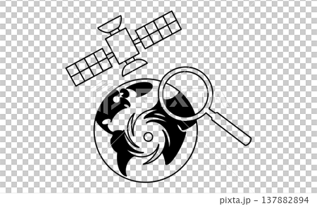 宇宙からの気象観測と台風モニタリングのイメージイラスト 宇宙からの気象観測と台風モニタリングのイメージイラスト 137882894
