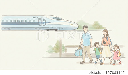 新幹線と家族のシンプルなイラスト 新幹線と家族のシンプルなイラスト 137883142