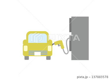 ガソリンスタンドでハイオクガソリンを給油しているイラスト 137883578