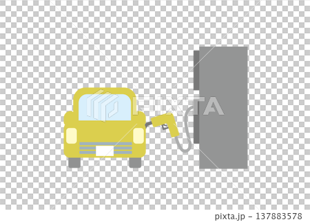ガソリンスタンドでハイオクガソリンを給油しているイラスト 137883578