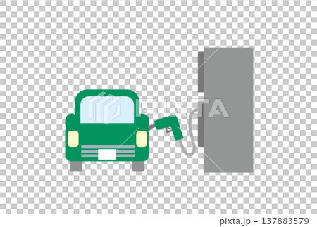 ガソリンスタンドで軽油を給油しているイラスト 137883579