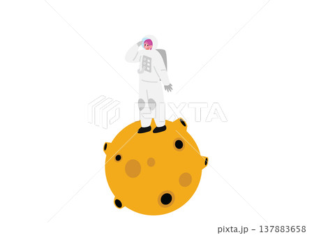 惑星の上に立つ宇宙服を着た女の子のイラスト 惑星の上に立つ宇宙服を着た女の子のイラスト 137883658
