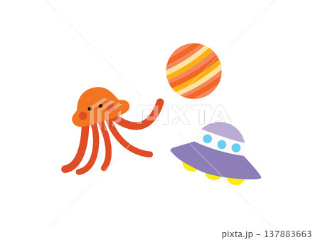 シンプルで可愛い火星人のイラスト 137883663