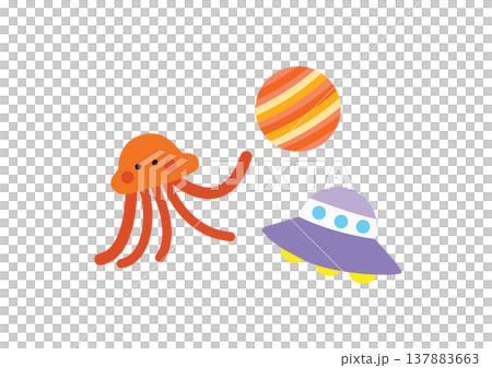 シンプルで可愛い火星人のイラスト 137883663