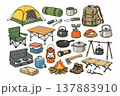 キャンプ用品イラストセット 137883910