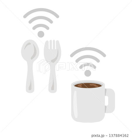 カフェやレストランのフリーWi-Fiのアイコン イラストセット カフェやレストランのフリーWi-Fiのアイコン イラストセット 137884162