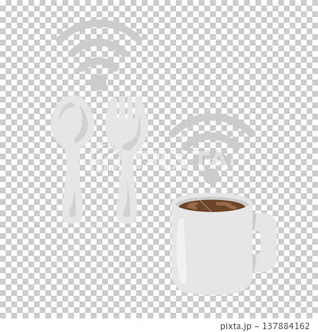 カフェやレストランのフリーWi-Fiのアイコン イラストセット カフェやレストランのフリーWi-Fiのアイコン イラストセット 137884162