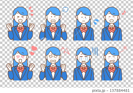 一套8張插畫，描繪高中女生的情感 | 簡單易用的色彩 137884481