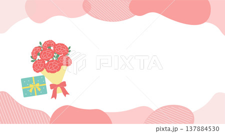 母の日バナーイラスト　カーネーションのイラスト　母の日素材　シンプルでかわいいイラスト 137884530