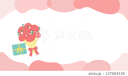 母親節橫幅插圖，康乃馨插圖，母親節素材，簡約可愛插圖 137884530