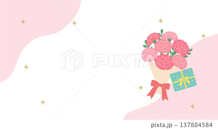 母の日バナーイラスト　カーネーションのイラスト　ロゴ　シンプルでかわいいイラスト 137884584