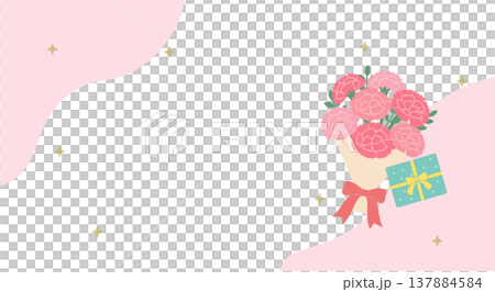 Mother's Day banner illustration, carnation illustration, logo, simple and cute illustration 137884584