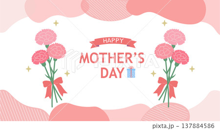 母の日バナーイラスト　カーネーションのイラスト　ロゴ　シンプルでかわいいイラスト 137884586