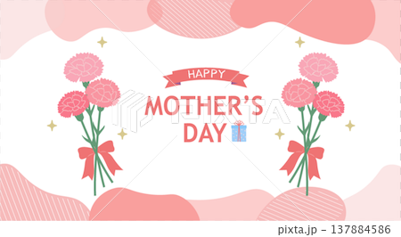 母の日バナーイラスト　カーネーションのイラスト　ロゴ　シンプルでかわいいイラスト 137884586