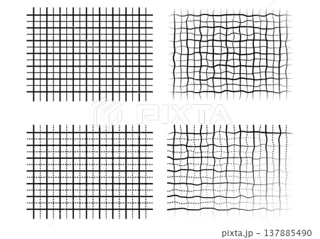ノートや方眼紙・手描き感のある格子模様・グリッドセット・格子柄のテクスチャ ノートや方眼紙・手描き感のある格子模様・グリッドセット・格子柄のテクスチャ 137885490
