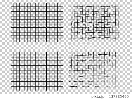 ノートや方眼紙・手描き感のある格子模様・グリッドセット・格子柄のテクスチャ ノートや方眼紙・手描き感のある格子模様・グリッドセット・格子柄のテクスチャ 137885490