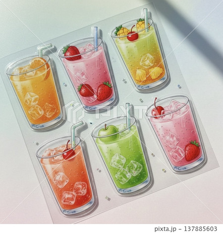 ぷっくりシール、デコシール　ジュース 137885603