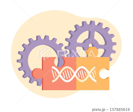 Genetic engineering. Laboratory experiments, scientific research, new forms of life, biotechnology processes and innovation systems, dna genome analysis vector cartoon isolated concept Genetic engineering. Laboratory experiments, scientific research, new forms of life, biotechnology processes and innovation systems, dna genome analysis vector cartoon isolated concept 137885619