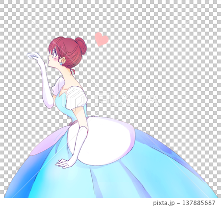 一位身著長裙的女子，一位公主，伸出手，表達愛意。 137885687