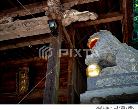 【奈良井宿】鎮神社を護る狛犬 【奈良井宿】鎮神社を護る狛犬 137885996