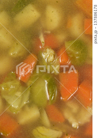 Chicken Soup with Brussels Sprouts and Root Vegetables Chicken Soup with Brussels Sprouts and Root Vegetables 137886178