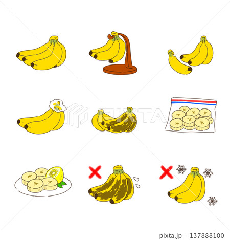 バナナの正しい保存方法9選（長持ち・冷蔵・冷凍のコツ） 137888100