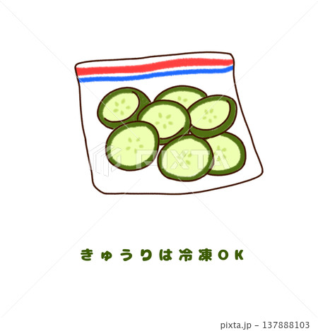 きゅうり 冷凍保存の方法（カットして保存OK） 137888103