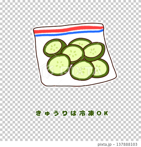 きゅうり 冷凍保存の方法（カットして保存OK） 137888103
