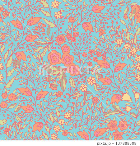 Vibrant Boho Floral Damask Sand Pattern Vibrant Boho Floral Damask Sand Pattern 137888309