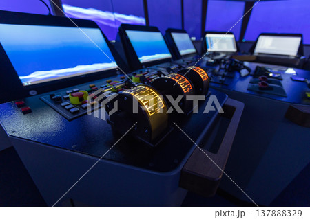 Captains bridge control panel. Marine navigation simulator 137888329
