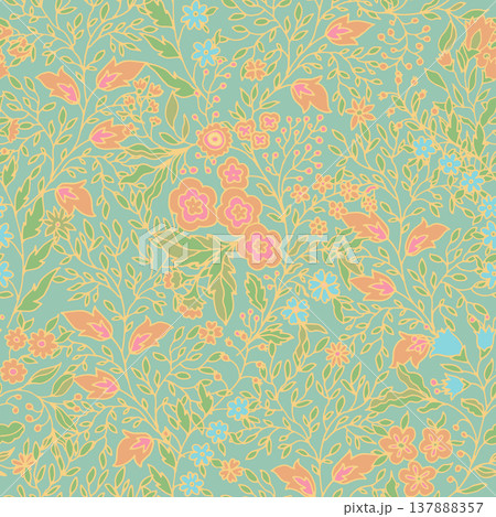 Delicate Spring Blossom Mint Floral Pattern Delicate Spring Blossom Mint Floral Pattern 137888357